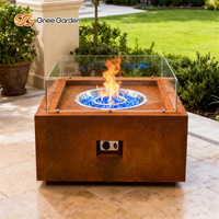 Table de chauffage au gaz pour jardin et camping en acier corten carré personnalisé, écologique