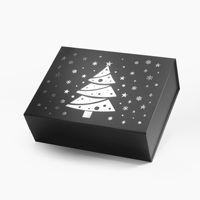 Boîte cadeau de Noël de luxe personnalisée, boîte en carton rigide pliable magnétique avec ruban, écologique et recyclable