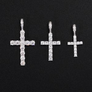Ready to Ship S925 Silver Pendant with 2mm to 5mm Moissanite White <b>Cross</b> Pendant - Product Image 1
