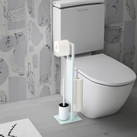 Porte-papier de salle de bain moderne en métal et verre pour brosse et rouleau de toilette