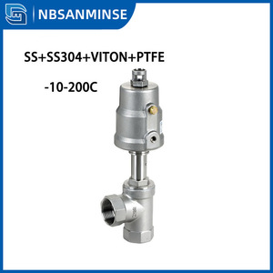 Vanne à siège incliné en acier inoxydable King 316, vanne de régulation pneumatique, contrôle de débit haute température 200°C pour air, eau, huile, vapeur - Product Image 2
