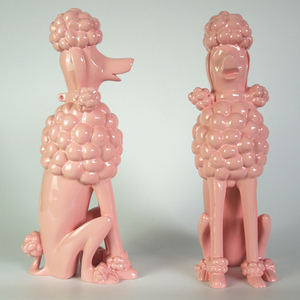 Moderne Kunst Standbeeld Hars Grote Roze Poedel Standbeeld - Product Image 1