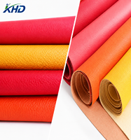 Kulit Mikrofiber PU Imitasi Anti-Abrasi Bertekstur Leci 0.9mm Grosir untuk Tas, Sepatu, Kotak Hadiah, Sofa