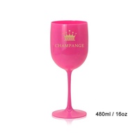Vente en gros OEM 480ml / 16oz Verre à champagne en acrylique incassable Verre à vin rouge en plastique rose Verres à gobelet SANS BPA