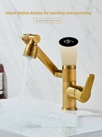 Robinet de lavabo numérique en céramique, style antique, à poignée unique, à poser sur le comptoir, eau chaude et froide, bras mécanique universel rotatif, rétro