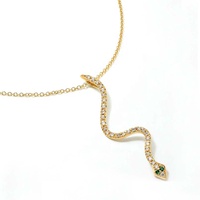 Collier pendentif serpent en argent sterling 925 de luxe, plaqué or 18 carats, avec œil vert émeraude CZ, pour femme