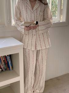 <span class=keywords><strong>Pigiama</strong></span> da Donna in <span class=keywords><strong>Cotone</strong></span> Bubble Personalizzato, Maniche Lunghe, Set <span class=keywords><strong>Pigiama</strong></span> Rosa con Fiori - Product Image 1