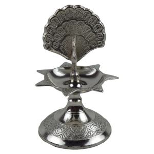 Diya-Colgante de latón tradicional, chapado en plata, Diya - Product Image 1