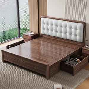 Modern Upholstered Double <b>Bed</b> With Storage High Box Bedroom Furniture For Adults And Elderly - Product Image 2