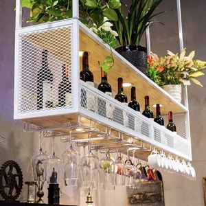 Estantes de Hierro Industriales Personalizados, Muebles de Comedor, Vitrina de Techo, Barra LED, Soporte de Pared para Botellas de Vino - Product Image 5