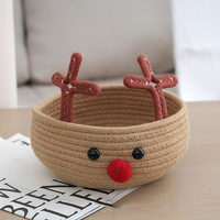 Paniers de rangement sur le thème de Noël, couleur kaki, rennes, en corde de coton tressée, écologiques, multifonctionnels, grande capacité, pour le rangement à domicile