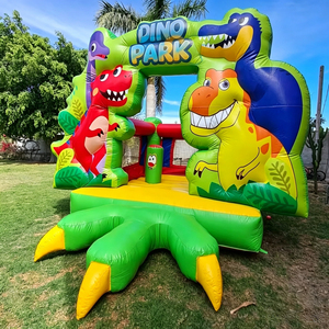 Castello Gonfiabile Verde a Tema Giungla, Casa Rimbalzante Gonfiabile con Animali dello Zoo, Castello Gonfiabile a Tema Dinosauri in Vendita - Product Image 3