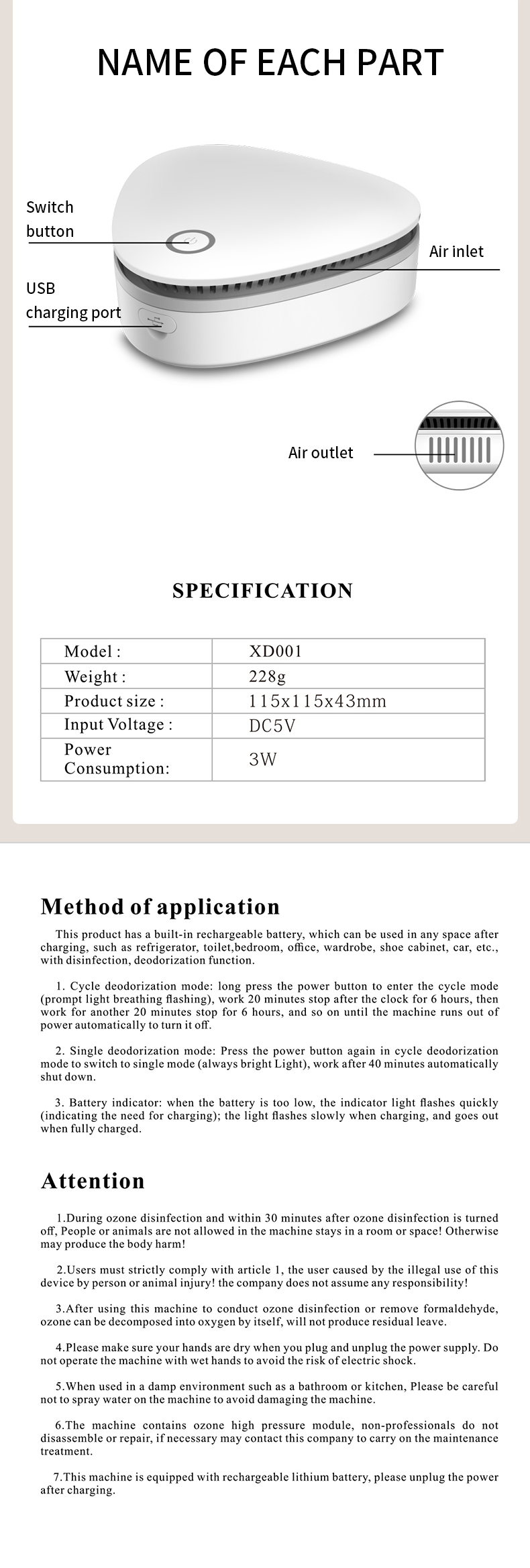 Car Ozono Airpro Fresh  Negative Ion Generator Deodorant Ozonizer Deodorization Sterilizing Ozone Air Cleaner Ionizer Sterilizer