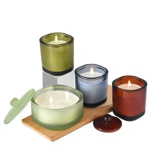 Bocal en verre épais multicolore, carré, grand, rond, style <span class=keywords><strong>fauvisme</strong></span>, vide, pour décoration intérieure, aromathérapie, fabrication de bougies - Product Image 2