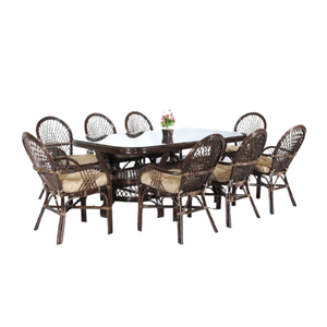 ชุดโต๊ะอาหารหวายโบราณแบบเอเชีย 8 ที่นั่ง คุณภาพสูง ไม่สามารถพับได้ เฟอร์นิเจอร์บ้านจากอินโดนีเซีย - Product Image 2