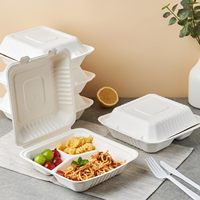 Premium Lekvrij Herbruikbaar Bpa Gratis Voedselopslagcontainer 8 "3 Compt Vierkante Doos Voor Maaltijdbereidingslunch