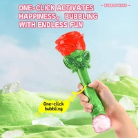 Baguettes à bulles roses lumineuses électriques Machine à bulles de fleurs amusantes en plastique pour l'été Jouets à bulles électriques pour filles