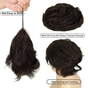 Topunique - Tupé de Cabello Remy Brasileño para <span class=keywords><strong>Hombre</strong></span>, 90% Cabello Natural, Ultrafino de 0.03mm, Hecho a Mano, Sin Nudos, con Base de PU de 10x8 Pulgadas - Product Image 5