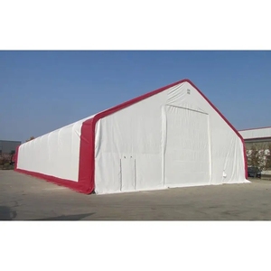 Tente de stockage extérieure robuste en PVC avec toit en tissu et structure treillis galvanisée à chaud – Bâtiment préfabriqué pour entrepôt - Product Image 1