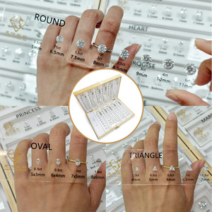 أدوات قياس خواتم الألماس من Junyuan Jewelry، الأكثر مبيعًا، بـ 11 شكلًا من الأحجار الكريمة من الزركونيا المكعبة ذات البريق العالي، مقاس 5 مم - 11 مم - Product Image 2