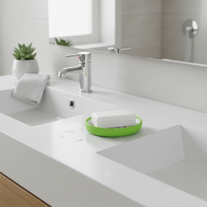 Portasapone Spirella 'Moji' in polistirolo e silicone verde, 11 x 2 cm - Product Image 3