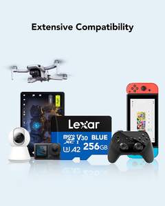 Lexar 256GB Blue สำหรับ microSDXC การ์ดหน่วยความจำ UHS-I สูงสุด160เมกะไบต์/วินาทีเข้ากันได้กับกล้อง GPS MP3ที่มีความจุสูงถึง1TB - Product Image 3