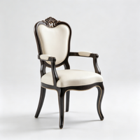 Chaise en bois massif sculptée de style américain haut de gamme avec dossier rembourré pour salle à manger, maison, hôtel, restaurant
