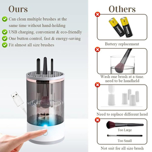 Nettoyeur de pinceaux cosmétiques électrique, nouveau nettoyeur de pinceaux de maquillage électrique, nettoyeur de pinceaux de maquillage automatique rotatif - Product Image 4