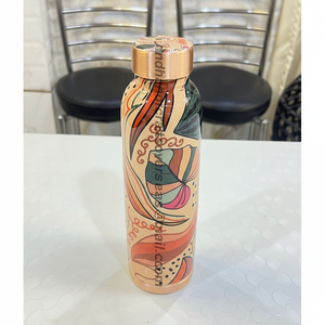 Bouteille d'eau en cuivre 32oz 950ml avec conception gravée sur mesure 100% bouteille en cuivre pur pour boire de l'eau potable pour le yoga - Product Image 1