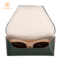 Étui à lunettes fait main en cuir PU texturé, forme enveloppe vintage, protection anti-rayures pour lunettes de soleil, logo personnalisé disponible