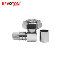 Konektor Crimp L29 7/16 Din Male Plug Sudut Kanan RA untuk Kabel WTR600 Tanpa Solder, Pengelasan RF Coaxial Coax EZ Connector Converter