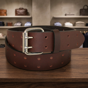 Premium Design Handcrafted Men's Black Vintage Casual Cow Hide Belt Custom Steel Square Beaded Reversible Heavy Duty Waterproof - Product Image 1