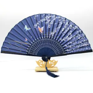 2024 New Custom Printed Hand Fan Can Print Logo Wedding Bamboo Folding Fan