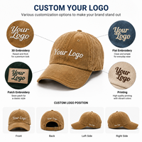 Casquette de baseball en velours côtelé personnalisée, vintage, 6 panneaux, logo brodé, réglable, unisexe, fabricant OEM ODM
