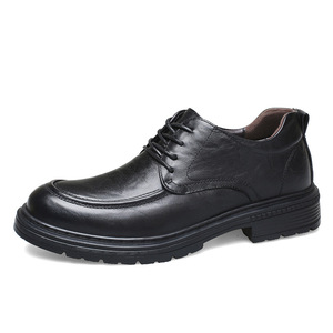 Chaussures en cuir solides pour hommes, style business décontracté, nouvelle collection printemps, hauteur invisible 4,5 cm, à lacets, respirantes, antidérapantes, décontractées - Product Image 1