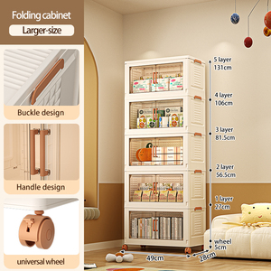 Gabinete de almacenamiento de plástico plegable de doble puerta de Venta caliente fácil de instalar con ruedas y diseño funcional de 122 cuartos - Product Image 2
