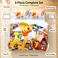 Juego de cama ChamXue, funda nórdica, fundas de almohada, serie de dibujos animados de animales, juego de cama moderno de 3 uds para impresión de tela de microfibra 200TC