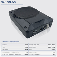 Subwoofer actif pour voiture Zeming de 10 pouces, à installer sous le siège, avec amplificateur 24V à bobine simple, 150W RMS