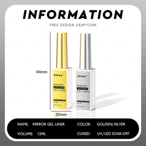 JTING Nuevo Diseño Gel Delineador Metálico Dorado y Plateado 12ml para Arte de <span class=keywords><strong>Uñas</strong></span>, Gel Delineador Removible para Pintar, Esmalte en Gel UV/LED, Proveedor de Gel para <span class=keywords><strong>Uñas</strong></span> - Product Image 2