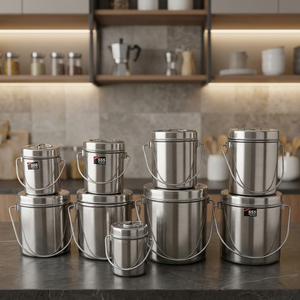 Boîte à lunch en acier inoxydable ANAX avec couvercle, poignée ergonomique, base épaisse, récipient de stockage alimentaire pour la cuisine et la restauration - Product Image 2