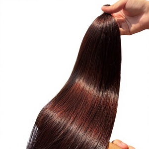 Extensions de cheveux humains naturels bruts vietnamiens en vrac, super double drawn, lisses, couleur brun foncé # 2 - Product Image 1