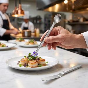 Pince de cuisine personnalisée en acier inoxydable poli argenté, ensemble de pinces culinaires pour la présentation des aliments, outils de cuisine - Product Image 4
