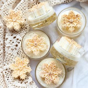 Bougie fantaisie flocon de neige LANJO, bougie en pot scintillante d'hiver, bougie décorative d'aromathérapie, cadeau, décoration d'intérieur - Product Image 5
