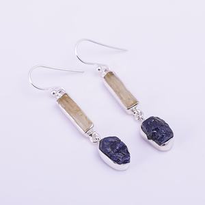 En gros Simple Style Bijoux En Argent Personnalisés Brut Scapolite, Saphir 925 Argent Boucles D'oreilles - Product Image 1