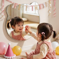 Autocollants miroir en acrylique de luxe faits à la main, motif animaux mignons Art Déco, incassables et auto-adhésifs pour chambre à coucher