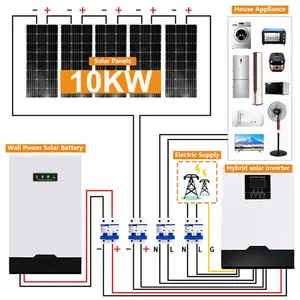 10KW solar energy systems home module kit price 10000w 15kw 10kva 20kw panel set 100kw pv hybrid grid solar power system