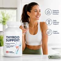 Complément alimentaire pour la thyroïde en capsules pour femmes et hommes adultes, sélénium, iode, zinc, B12, ashwagandha, L-tyrosine, soutient la santé hormonale