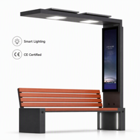 Banc solaire intelligent intégré, mobilier d'extérieur avec chargeur sans fil, lumière LED WiFi pour sièges urbains intelligents