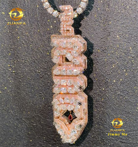 Pendentif Lettre Initiale Personnalisé en Argent 925 avec Diamant Moissanite D, Style 3D Épais, Certificat GRA, Bijoux Hip Hop Iced Out - Product Image 5