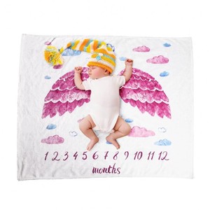 낮은 Moq 다른 스타일 75*100cm 소년 소녀 달 사진 배경 아기 이정표 플란넬 양털 담요 - Product Image 3